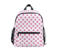 Kcldeci Toddler Backpack for Girls Boys Pink Dots White Kindergarten Elementary Preschool Kids School Bag Book Bag M