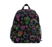 Kcldeci Toddler Backpack for Girls Boys Rainbows Hearts Roses Kindergarten Elementary Preschool Kids School Bag Book Bag M