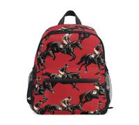 Kcldeci Toddler Backpack for Girls Boys Riding Horse Competition Kindergarten Elementary Preschool Kids School Bag Book Bag M