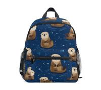 Kcldeci Toddler Backpack for Girls Boys Sea Otters Blue Ocean Kindergarten Elementary Preschool Kids School Bag Book Bag M