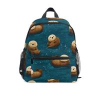 Kcldeci Toddler Backpack for Girls Boys Sea Otters Ocean Kindergarten Elementary Preschool Kids School Bag Book Bag M