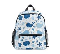 Kcldeci Toddler Backpack for Girls Boys Seashells Blue Narwhals Kindergarten Elementary Preschool Kids School Bag Book Bag S