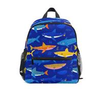 Kcldeci Toddler Backpack for Girls Boys Shark on Royal Blue Kindergarten Elementary Preschool Kids School Bag Book Bag M