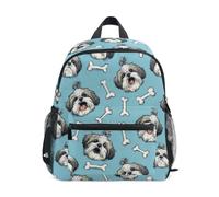Kcldeci Toddler Backpack for Girls Boys Shih Tzu Dog White Bones Kindergarten Elementary Preschool Kids School Bag Book Bag M