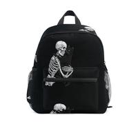 Kcldeci Toddler Backpack for Girls Boys Skeleton Skull Hugging Cat Kindergarten Elementary Preschool Kids School Bag Book Bag M
