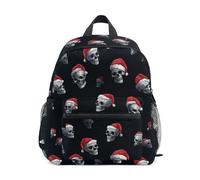 Kcldeci Toddler Backpack for Girls Boys Skull Head Santa Hat Kindergarten Elementary Preschool Kids School Bag Book Bag S