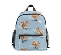 Kcldeci Toddler Backpack for Girls Boys Squirrel on Water Skis Kindergarten Elementary Preschool Kids School Bag Book Bag S