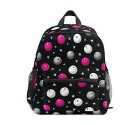 Kcldeci Toddler Backpack for Girls Boys White Pink Bowling Ball Kindergarten Elementary Preschool Kids School Bag Book Bag S