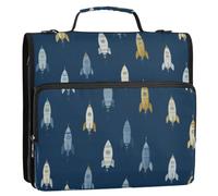 Kcldeci Twilight Rockets Blue 3 Ring 2 Inch Zipper Binder,500 Sheet Organizer Binder Bag with Shoulder Strap Expanding Files for School and Office
