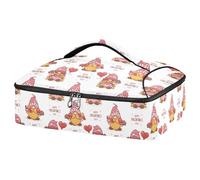 Kcldeci Valentine with Gnomes Insulated Thermal Food Carrier Insulated Casserole Carrier for Hot or Cold Food, Insulated Tote Bag for Potluck Cookouts Parties Picnic,Lasagna Lugger