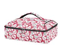 Kcldeci Valentine's Heart Love Be Mine XOXO Insulated Thermal Food Carrier Insulated Casserole Carrier for Hot or Cold Food, Insulated Tote Bag for Potluck Cookouts Parties Picnic,Lasagna Lugger