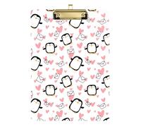 Kcldeci Valentines Hearts Penguin and Love Acrylic Clipboards Standard Letter A4 Size Clipboards for Classroom, Teacher Women Clip Board Office School Supplies Silver 12x9in