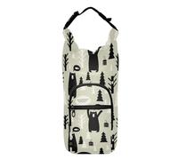 Kcldeci Water Bottle Bag Holder Carrier Forest and Bears and Trees Birds Insulated Crossbody Sling Bag Case Sleeve with Strap and Pockets for Men Women