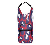 Kcldeci Water Bottle Carrier Bag,Leopard USA Colors Happy Independence Day Insulated Crossbody Water Bottle Case Cover with Strap and Pockets for Men/Women Walking Hiking Camping