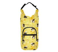 Kcldeci Watercolor Bumble Bees Bee Pollen Honey Comb Insulated Water Bottle Carrier Bag, Sling Bag Sleeve Pouch Holder with Strap for Travelling, Hiking, Camping