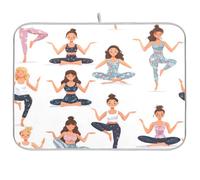 Kcldeci Women Doing Yoga Poses Dish Drying Mat,Absorbent Dish Drainer Kitchen Counter,Dish Drying Pad for Countertops,Sinks,Draining Racks 18x24in