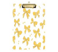 Kcldeci Yellow Bows Acrylic Clipboard A4 Size Clipboards for Classroom Nursing Clip Board Hardboard for Office Supplies, School Gold 12x9in