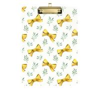 Kcldeci Yellow Bows and Green Twigs Acrylic Clipboards Standard Letter A4 Size Clipboards for Classroom, Teacher Women Clip Board Office School Supplies Gold 12x9in