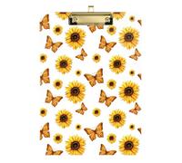 Kcldeci Yellow Butterfly and Sunflower Acrylic Clipboards Standard A4 Letter Size Clip Board for Classroom School and Office Use for Kids Student Teacher Gold 12x9in