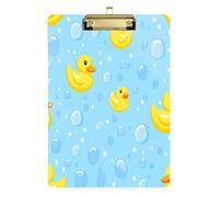 Kcldeci Yellow Ducks and Bubbles Acrylic Clipboard A4 Size Clipboards for Classroom Nursing Clip Board Hardboard for Office Supplies, School Gold 12x9in