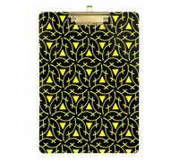 Kcldeci Yellow Geometric Modern Acrylic Clipboards Standard A4 Letter Size Clip Board for Classroom School and Office Use for Kids Student Teacher Gold 12x9in