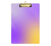 Kcldeci Yellow Modern Pink Lavender Gradient Acrylic Clipboards Standard A4 Letter Size Clip Board for Classroom School and Office Use for Kids Student Teacher Gold 12x9in