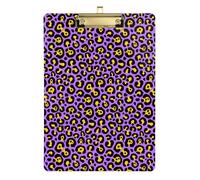 Kcldeci Yellow Purple Leopard Animal Acrylic Clipboards Standard Letter A4 Size Clipboards for Classroom, Teacher Women Clip Board Office School Supplies Silver 12x9in