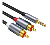 kclkda 2M RCA to 3.5mm Cable, Phono Mini Headphone Jack Lead, Nylon Braided Gold-plated Red and White Aux Cable Compatible with Phone Laptop Mixer DJ Controller Hi-Fi Amplifier Speaker Car Stereo