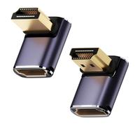 kclkda 2Pcs 8K 90 Degree Adapter, Up & Down Angle Male 48Gbps with LED Working Indicator Support 8K@60Hz, 4K@120Hz UHD 2.1 Male to Female Extender Connector for TV, Laptop, Monitor