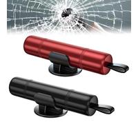 kclkda 2Pcs Car Window Breaker with 2 Holders, 2-in-1 Cars Window Breaker and Seat Belt Cutter, Car Escape Tool for Emergency Situations, Safety Hammer for Breaking Window Glass Escape - Red&Black