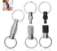 kclkda 3Pack Quick Release Keychain, Detachable Dual Key Ring with 2 Split Rings, Heavy Duty Titanium Keyrings Car Keychain for Men Car Purse Bag Belt Accessories (1 Black＆2 Silver)