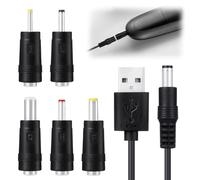 kclkda 5 Pcs USB to DC Power Cable, 1m Universal 5V USB Power Chager Cord with 5.5x2.5mm,4.0x1.7mm, 3.5x1.35mm, 3.0x1.0mm,2.5x0.7mm barrel Jack Adapter for Laptops, Router, Bluetooth Speakers