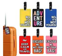 kclkda 6 Pcs Lovely Luggage Tags PVC Secure Suitcase Tags for Luggage Labels, Colourful Durable Silicone Travel Suitcase Labels Tag with Name ID Card for Suitcases Baggage Handbag (Text Style)