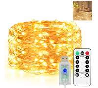 kclkda Fairy String Lights 20M 200 LEDs USB Powered, Waterproof Copper Wire Lights with Remote & 8 Modes, Indoor Outdoor Christmas Wedding Party Bedroom Decorations