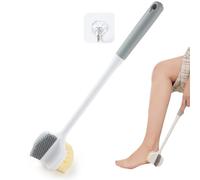 kclkda Foot Cleaning Brush, Multifunctional Foot Brush with Long Handle, Silicone Feet Scrubber for Shower, 2-in-1 Toe Gaps Cleaning Scrubber with 2 Types Heads for Seniors, Pregnant, Mobility Issues
