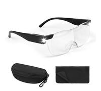 kclkda Magnifying Glass with Lights, LED Reading Wearable Glasses, Hands Free Replaceable Battery Magnifier Eyeglasses for Hobbies Reading Close Work Crafts Jewellers (300% Magnification)