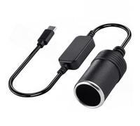 kclkda USB C Male to 12V Car Cigarette Lighter Socket Female Converter Cable, USB C to Cigarette Lighter Adapter Power Cable 12V 12W Power Cables for Dash Cam, GPS, Car LED Light Strips, Black