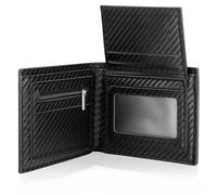 kclkda Wallets Men Slim RFID Blocking Leather, Wallet for Men UK Mens Flip, Bifold Wallet with Zipper Coin Pocket Strong Money Clip & ID Window Card Anti-Fraud Function (Black)