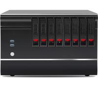 KCMconmey 8 + 1 Bay DIY NAS Case, 8 x 2.5/3.5″ Tray + 1 x 2.5″ Internal Bay. MB MATX/ITX. Flex PSU. Front USB 3.0 8cm Chassis Fan Hot Swap Backplane. Network Attached Storage Private Cloud Enclosure