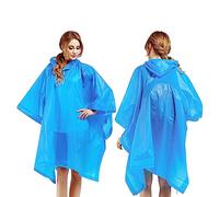 Kcmell Rain Poncho for Adult, 2 Pack Blue Portable Waterproof Rain Ponchos for Women and Men, Reusable EVA Raincoat Emergency Rainwear with Hood for Hiking, Traveling, Outdoor Activities