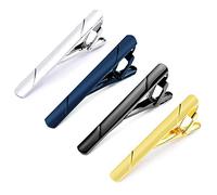 Kcmell Tie Clip for Men, 4 Pcs Men's Tie Clips Classic Tie Pin Set, Long Styles Tie Bar Necktie Bar Tie Pins for Men Daily Life Business Anniversary Engagement