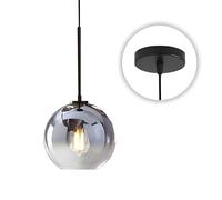 KCO Gradient Silver Glass Globe Hanging Light Modern Pendant Light with Adjustable Wire Mid Century Hanging Chandelier Light Fixture for Kitchen Island Bedroom Living Room Hallway (Large)