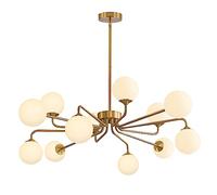KCO Lighting 12 Light Modern Sputnik Chandelier Glass Globe Pendant Light Fixture Geometric Brushed Brass Chandelier for Kitchen Island Living Room Foyer
