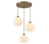 KCO Lighting 3 Light Cluster Pendant Light Fixture Milk Glass Chandelier Mid Century Modern Globe Pendant Light Round Gold Chandelier Farmhouse Dining Room Ceiling Light Fixtures
