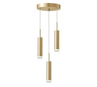 KCO Lighting 3-Light Gold Cylinder Kitchen Island Pendant Light Brushed Brass Metal Long Tube Bar Cluster Pendant Lighting Industrial Farmhouse Adjustable Hanging Ceiling Light Fixture