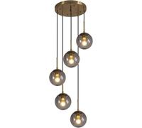KCO Lighting 5 Light Cluster Pendant Lighting Smoke Glass Globe Chandelier Multi Pendant Light Fixture Gold Cluster Pendant Light Modern Staircase Chandelier