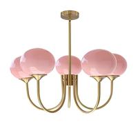 KCO Lighting 5-Light Gold Globe Sputnik Chandelier Modern Pink Bubble Chandelier for Dining Living Room Girls Kids Bedroom