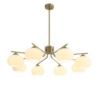 KCO Lighting 8-Lights White Glass Globe Sputnik Chandelier Mid Century Modern Gold Semi Flush Mount Ceiling Light Sputnik Chandeliers Milk Glass Ball Chandelier Kitchen Island