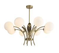 KCO Lighting Chandelier Sputnik Ceiling Light, 8 Ball Brass Milk Glass Sphere Sputnik Adjustable Farmhouse Chandelier Hanging Kitchen Lights for Bedroom Living and Dining Room