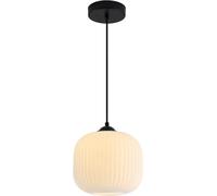 KCO Lighting Frosted White Glass Kitchen Island Pendant Light, E27 Black Cord Over Kitchen Island Light, Modern 150cm Adjustable Height Glass Pendant Light Over Dining Table